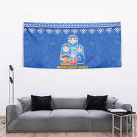 Russia Matryoshka Spirit Tapestry with Folk Pattern and Double-Headed Eagle Emblem