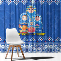 Russia Matryoshka Spirit Window Curtain with Folk Pattern and Double-Headed Eagle Emblem