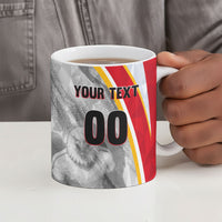 Personalized Tunisia Soccer Carthage Eagles Mascot Ceramic Mug Red And White Abstract Geometric Football Concept