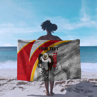 Personalized Tunisia Soccer Carthage Eagles Mascot Sarong Red And White Abstract Geometric Football Concept