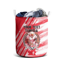 Personalized Tunisia Football Laundry Basket Tunisian Flag Carthage Eagles Mascot Grunge Style