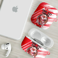 Personalized Tunisia Football AirPods Case Tunisian Flag Carthage Eagles Mascot Grunge Style