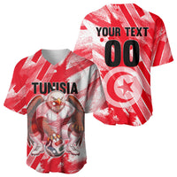Personalized Tunisia Football Baseball Jersey Tunisian Flag Carthage Eagles Mascot Grunge Style