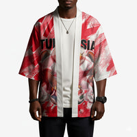 Personalized Tunisia Football Kimono Tunisian Flag Carthage Eagles Mascot Grunge Style