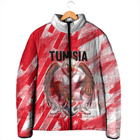 Personalized Tunisia Football Padded Jacket Tunisian Flag Carthage Eagles Mascot Grunge Style
