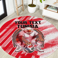 Personalized Tunisia Football Round Carpet Tunisian Flag Carthage Eagles Mascot Grunge Style