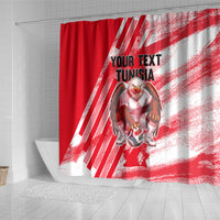 Personalized Tunisia Football Shower Curtain Tunisian Flag Carthage Eagles Mascot Grunge Style