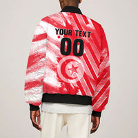 Personalized Tunisia Football Sleeve Zip Bomber Jacket Tunisian Flag Carthage Eagles Mascot Grunge Style