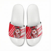 Personalized Tunisia Football Slide Sandals Tunisian Flag Carthage Eagles Mascot Grunge Style