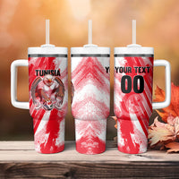 Personalized Tunisia Football Tumbler With Handle Tunisian Flag Carthage Eagles Mascot Grunge Style