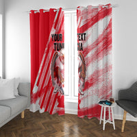 Personalized Tunisia Football Window Curtain Tunisian Flag Carthage Eagles Mascot Grunge Style