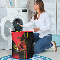 Personalized Belgium Soccer Red Devils Mascot Laundry Basket Royal Belgian Football Geometric Simple Style