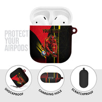 Personalized Belgium Soccer Red Devils Mascot AirPods Case Royal Belgian Football Geometric Simple Style