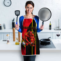Personalized Belgium Soccer Red Devils Mascot Apron Royal Belgian Football Geometric Simple Style