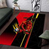 Personalized Belgium Soccer Red Devils Mascot Area Rug Royal Belgian Football Geometric Simple Style