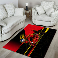Personalized Belgium Soccer Red Devils Mascot Area Rug Royal Belgian Football Geometric Simple Style