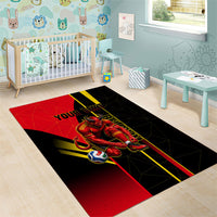 Personalized Belgium Soccer Red Devils Mascot Area Rug Royal Belgian Football Geometric Simple Style