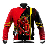 Personalized Belgium Soccer Red Devils Mascot Baseball Jacket Royal Belgian Football Geometric Simple Style