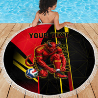 Personalized Belgium Soccer Red Devils Mascot Beach Blanket Royal Belgian Football Geometric Simple Style