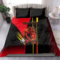Personalized Belgium Soccer Red Devils Mascot Bedding Set Royal Belgian Football Geometric Simple Style