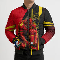 Personalized Belgium Soccer Red Devils Mascot Bomber Puffer Jacket Royal Belgian Football Geometric Simple Style