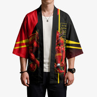 Personalized Belgium Soccer Red Devils Mascot Kimono Royal Belgian Football Geometric Simple Style