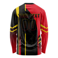 Personalized Belgium Soccer Red Devils Mascot Long Sleeve Shirt Royal Belgian Football Geometric Simple Style