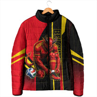 Personalized Belgium Soccer Red Devils Mascot Padded Jacket Royal Belgian Football Geometric Simple Style