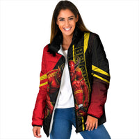 Personalized Belgium Soccer Red Devils Mascot Padded Jacket Royal Belgian Football Geometric Simple Style