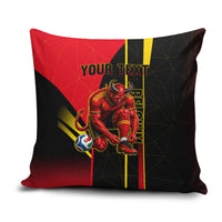 Personalized Belgium Soccer Red Devils Mascot Pillow Cover Royal Belgian Football Geometric Simple Style