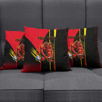 Personalized Belgium Soccer Red Devils Mascot Pillow Cover Royal Belgian Football Geometric Simple Style