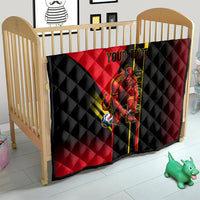 Personalized Belgium Soccer Red Devils Mascot Quilt Royal Belgian Football Geometric Simple Style