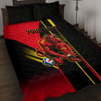 Personalized Belgium Soccer Red Devils Mascot Quilt Bed Set Royal Belgian Football Geometric Simple Style