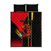 Personalized Belgium Soccer Red Devils Mascot Quilt Bed Set Royal Belgian Football Geometric Simple Style