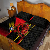 Personalized Belgium Soccer Red Devils Mascot Quilt Bed Set Royal Belgian Football Geometric Simple Style