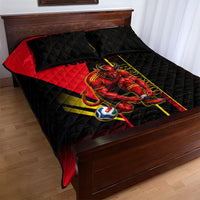 Personalized Belgium Soccer Red Devils Mascot Quilt Bed Set Royal Belgian Football Geometric Simple Style