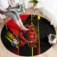 Personalized Belgium Soccer Red Devils Mascot Round Carpet Royal Belgian Football Geometric Simple Style