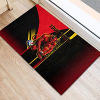 Personalized Belgium Soccer Red Devils Mascot Rubber Doormat Royal Belgian Football Geometric Simple Style