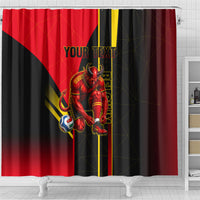 Personalized Belgium Soccer Red Devils Mascot Shower Curtain Royal Belgian Football Geometric Simple Style