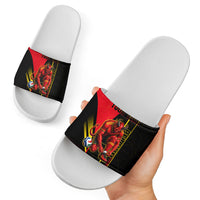 Personalized Belgium Soccer Red Devils Mascot Slide Sandals Royal Belgian Football Geometric Simple Style