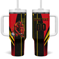 Personalized Belgium Soccer Red Devils Mascot Tumbler With Handle Royal Belgian Football Geometric Simple Style