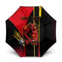 Personalized Belgium Soccer Red Devils Mascot Umbrella Royal Belgian Football Geometric Simple Style
