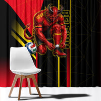 Personalized Belgium Soccer Red Devils Mascot Window Curtain Royal Belgian Football Geometric Simple Style