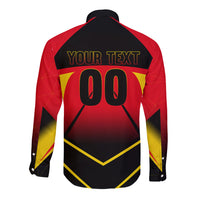 Personalized Belgium Soccer Long Sleeve Button Shirt Belgian Football Pride Red Devils Mascot