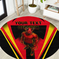 Personalized Belgium Soccer Round Carpet Belgian Football Pride Red Devils Mascot