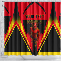 Personalized Belgium Soccer Shower Curtain Belgian Football Pride Red Devils Mascot