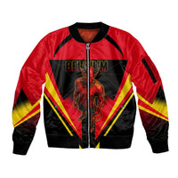 Personalized Belgium Soccer Sleeve Zip Bomber Jacket Belgian Football Pride Red Devils Mascot