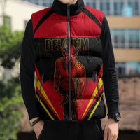 Personalized Belgium Soccer Sleeveless Puffer Jacket Belgian Football Pride Red Devils Mascot
