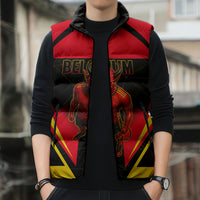 Personalized Belgium Soccer Sleeveless Puffer Jacket Belgian Football Pride Red Devils Mascot