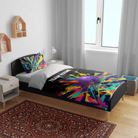 Custom Bowling Strike Design Bedding Set Colorful Pins and Purple Ball in Abstract Splatter Art Style - Wonder Print Shop